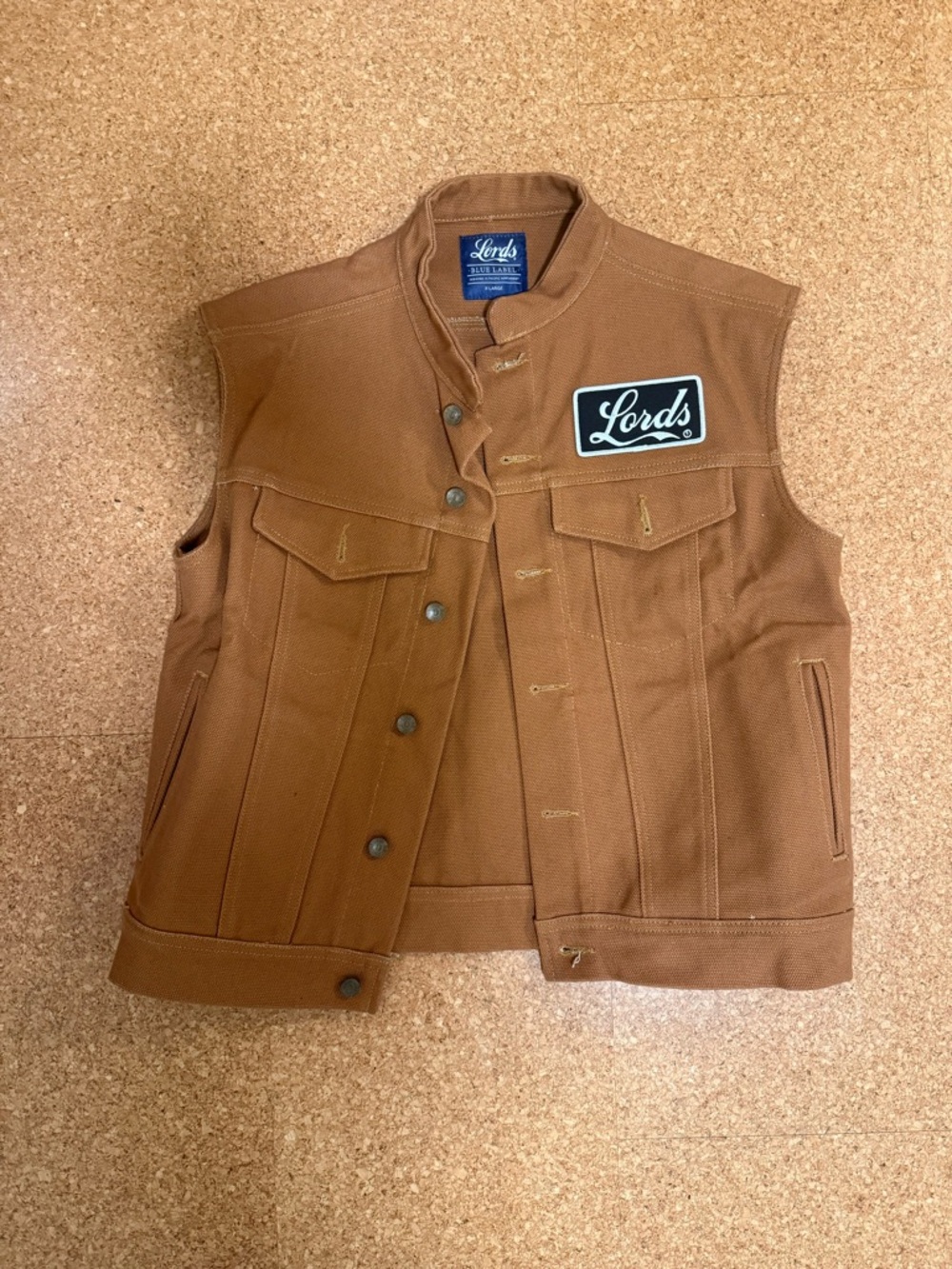 Men's Tan Workwear Vest with Patch